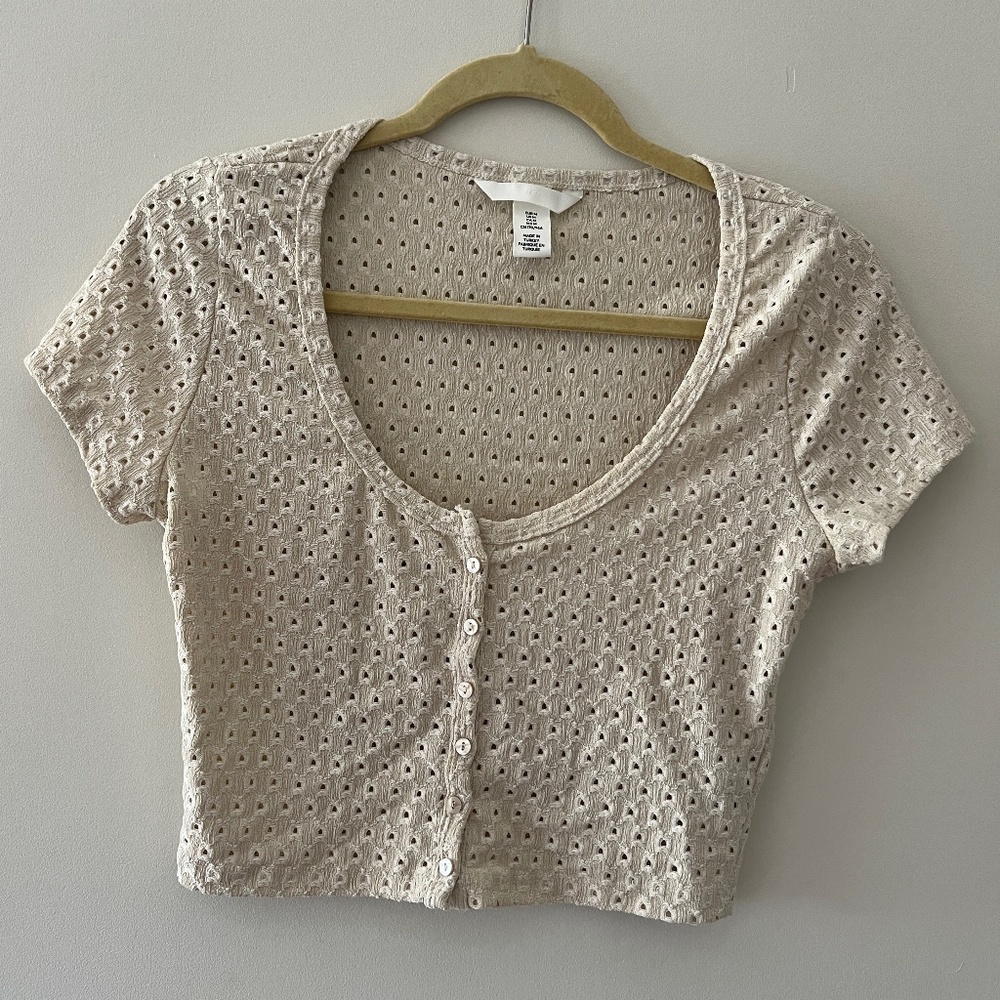 Beige Eyelet Top!